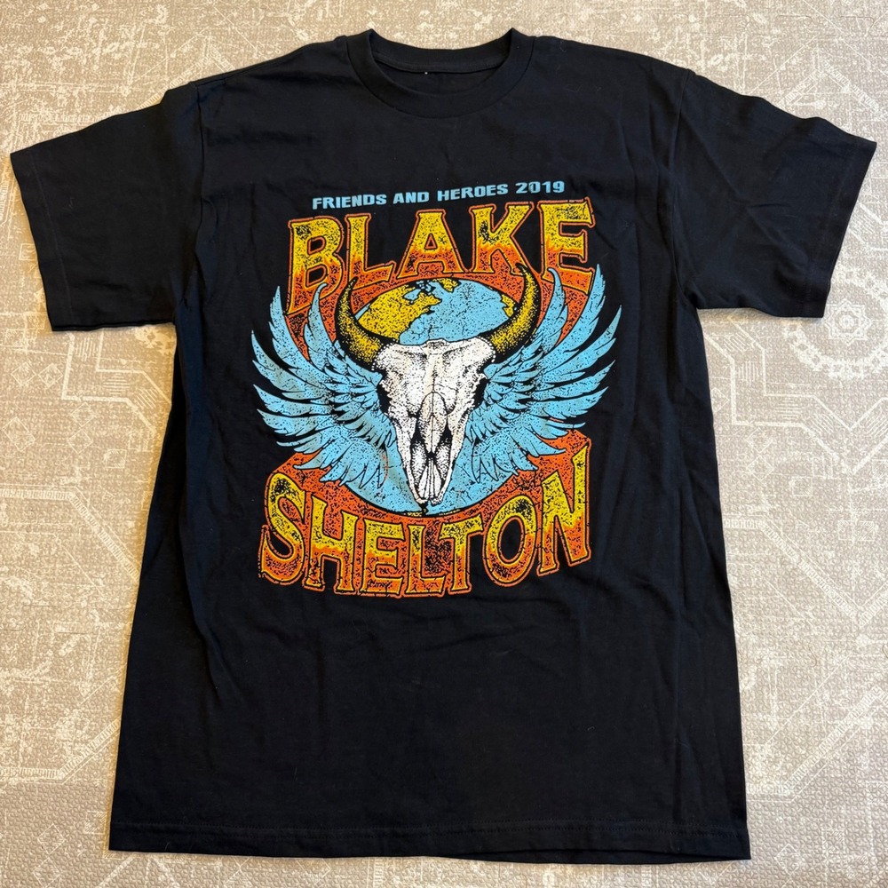 Blake Shelton Friends and Heroes 2019 Tour T Shirt Black Men's Size M